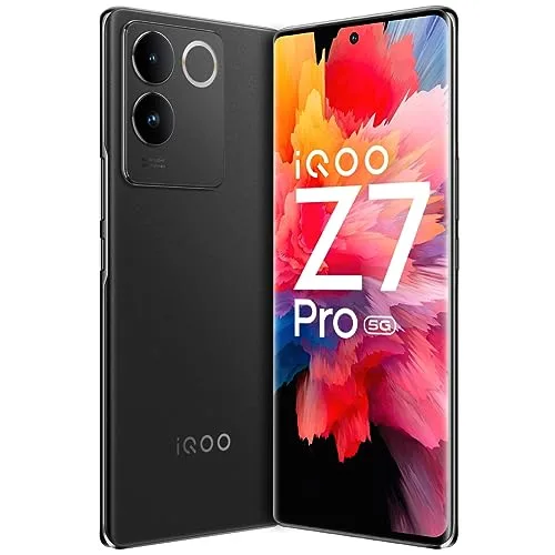iQOO Z7 Pro 5G Graphite Matte 8GB RAM 256GB Storage 3D Curved AMOLED Display 4nm MediaTek Dimesity 7200 5G Processor 64MP Aura Light OIS Camera Segments Slimmest Lightest Smartphone 0